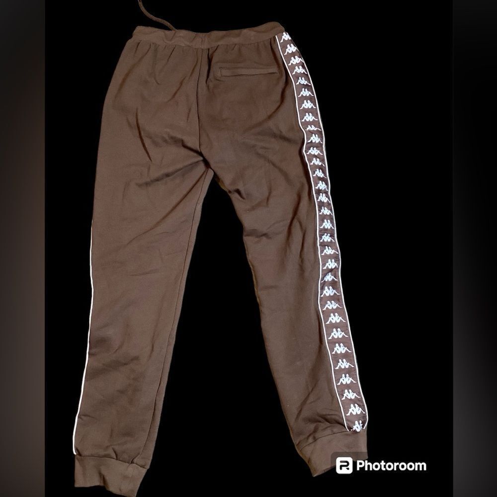 Kappa Sport Trousers Men LG Brown Cotton Activewear Track Pants Stretch.